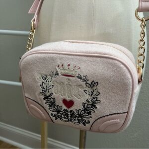 Juicy Couture Velour Heritage Crossbody - Purse Powder BlushPink NEW Retro Style